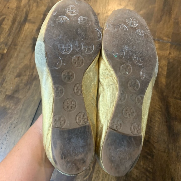 Tory Burch Womens 9 Solid Gold Ballet Flats Rough - Picture 9 of 13